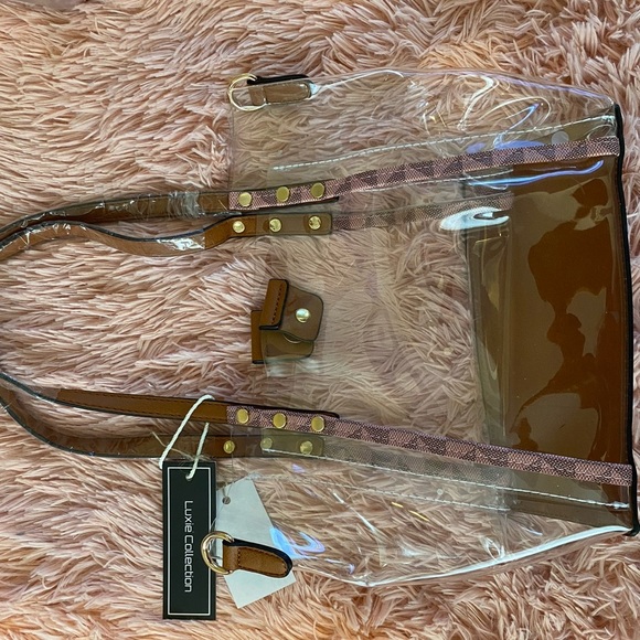 NEW!!! Monogram See-Through 3-in-1 Satchel Set- Pink - Picture 3 of 7